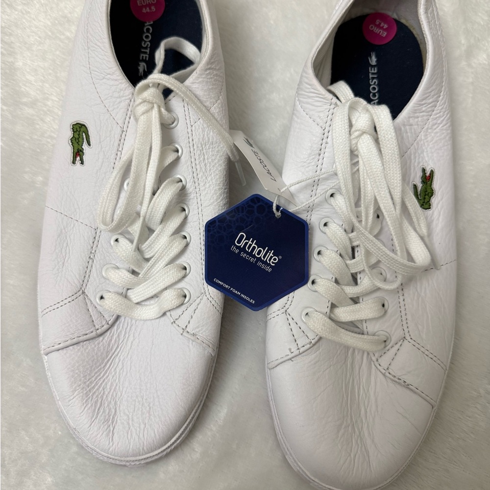 Lacoste Ortholite White Leather Sneakers Men’s 44.5 / US 11 NWT Croc Logo